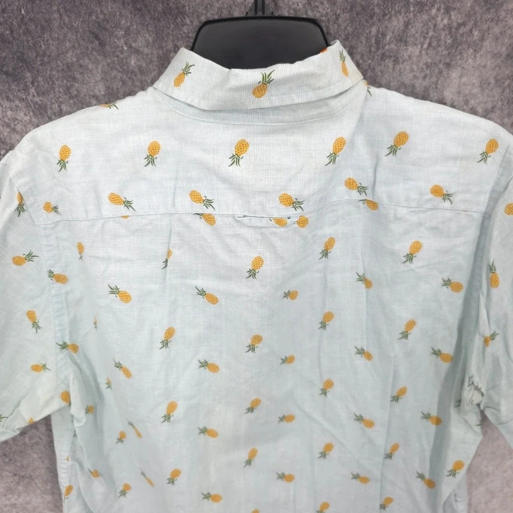 Banana Republic Shirt Mens‎ Medium White Pineapples Vacation Linen Summer Light